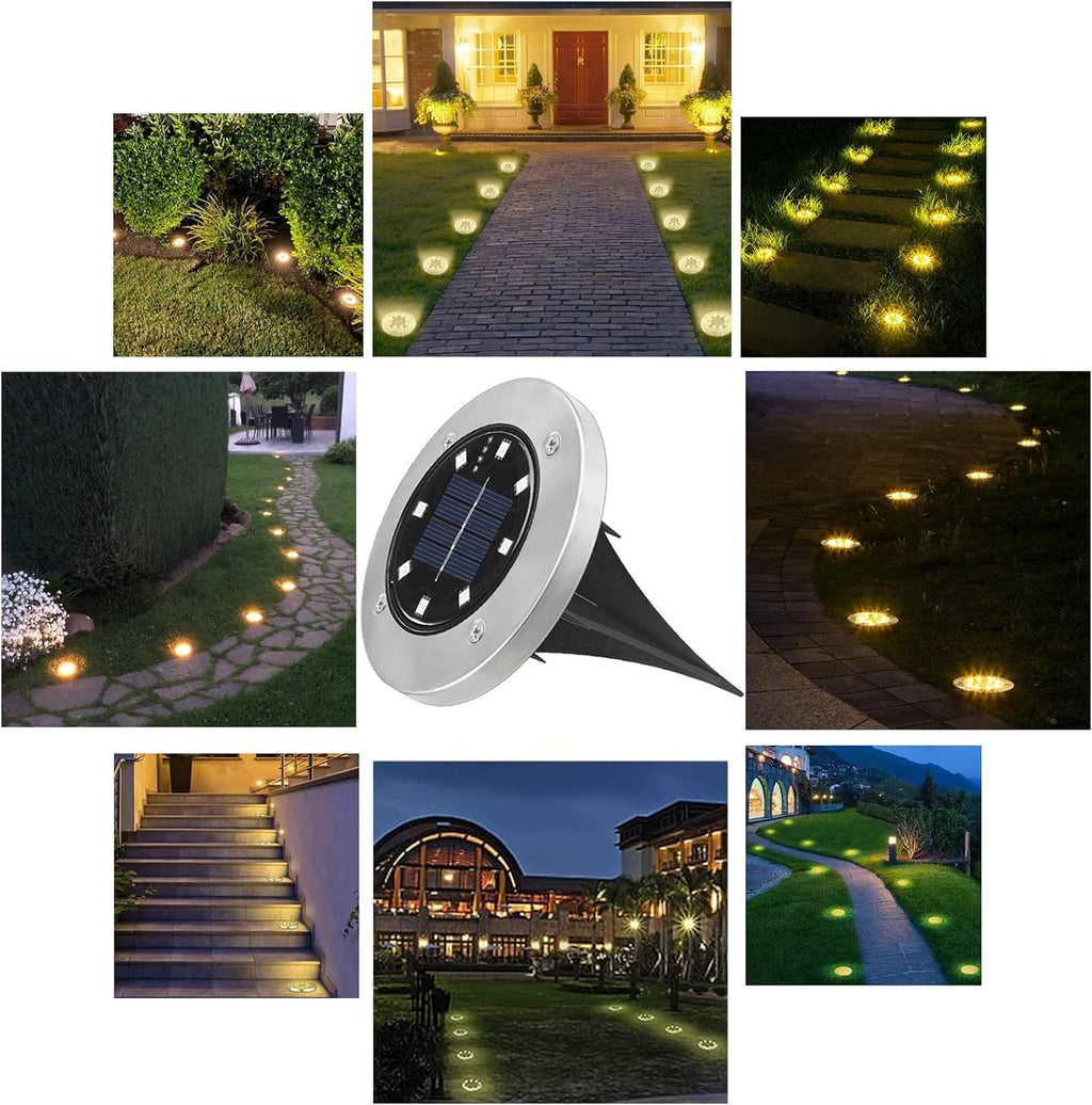 Joomer Solar Bodenleuchten Aussen mit 8 LEDs 12 Stück 3000K Warmweiß