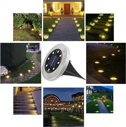Joomer Solar Bodenleuchten Aussen mit 8 LEDs 12 Stück 3000K Warmweiß