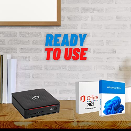 Fujitsu, Gebrauchsfertiger Mini-PC, Desktop-PC Intel i5, RAM 8 GB, SSD 256 GB, Desktop-PC mit Office Paket 2021, Windows 11 Pro und WI-Fi-Stick (Generalüberholt)