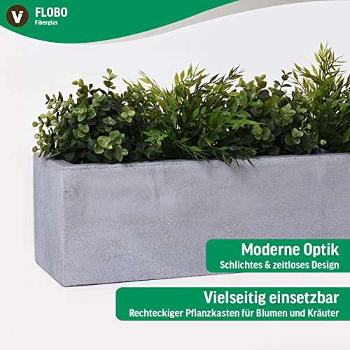 VIVANNO Blumenkasten Flobo - Balkonkasten Beton-Optik Grau - 15x60x17 cm