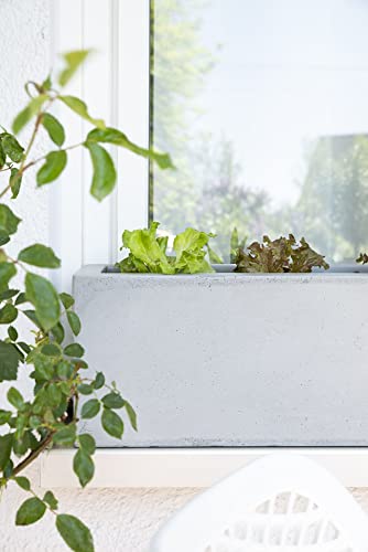 VIVANNO Blumenkasten Flobo - Balkonkasten Beton-Optik Grau - 15x60x17 cm