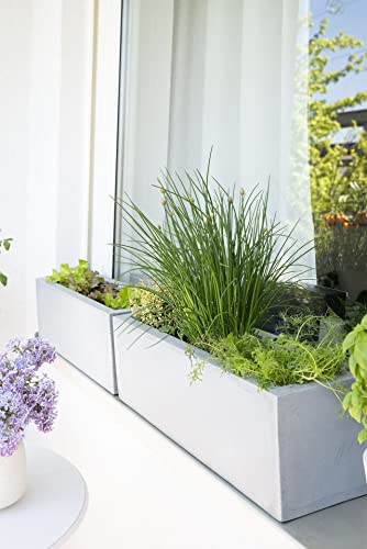 VIVANNO Blumenkasten Flobo - Balkonkasten Beton-Optik Grau - 15x60x17 cm