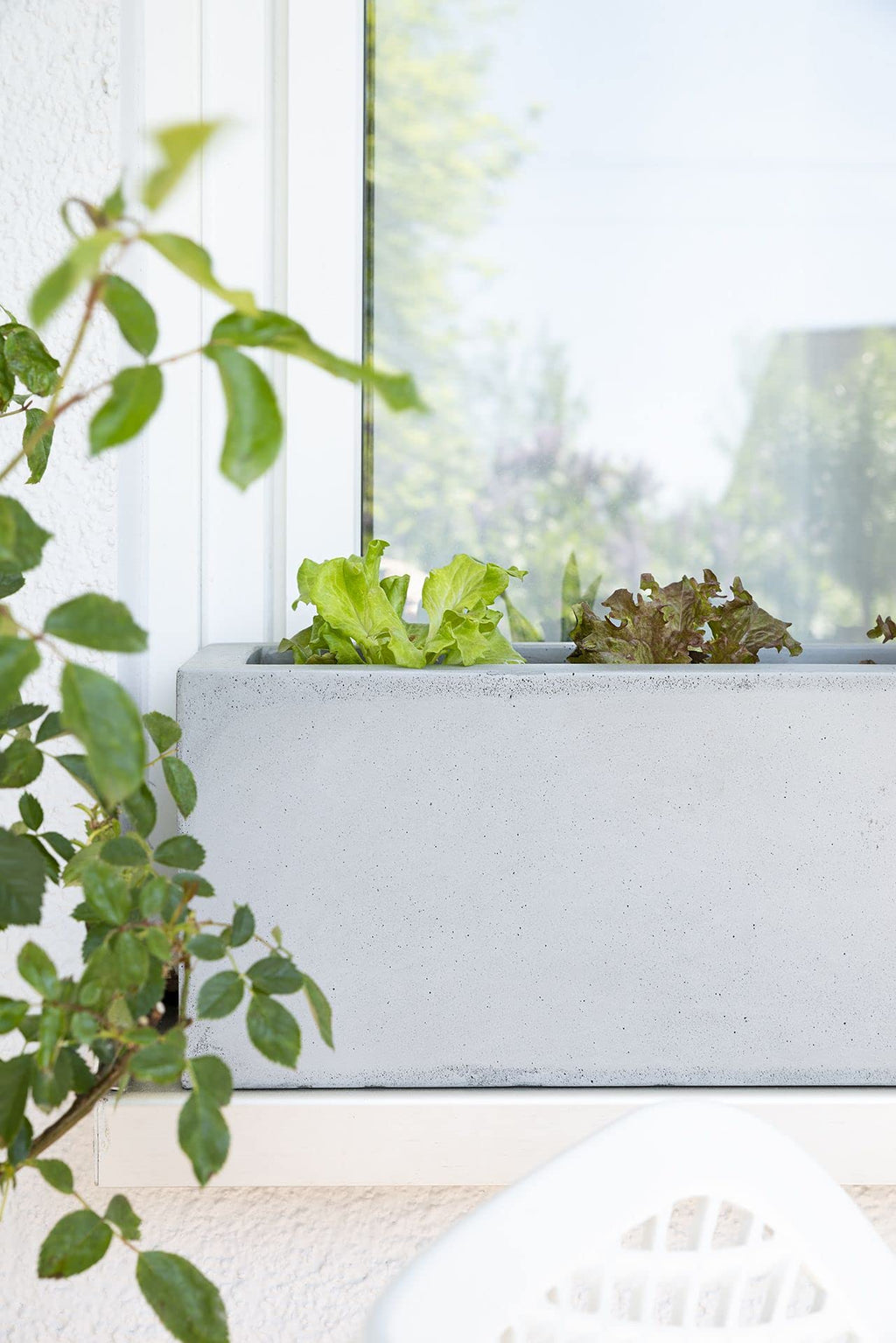 VIVANNO Blumenkasten Flobo - Balkonkasten Beton-Optik Grau - 15x60x17 cm
