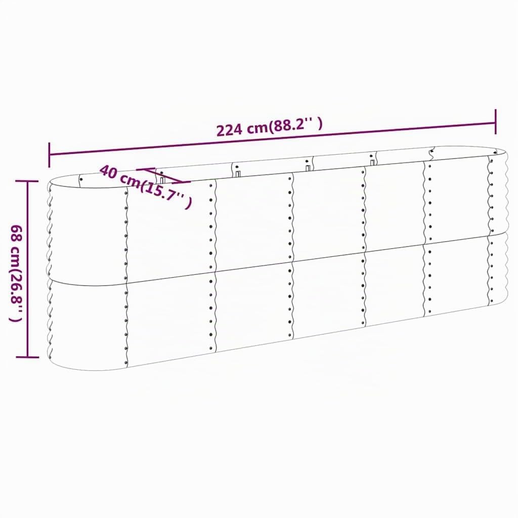 vidaXL Hochbeet Verzinkter Stahl 224x40x68 cm Anthrazit