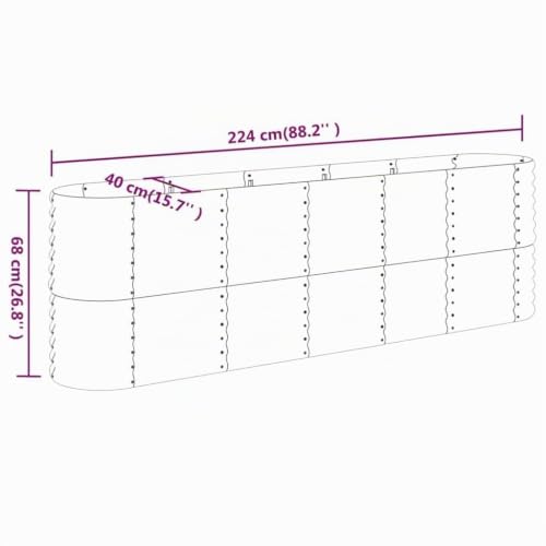 vidaXL Hochbeet Verzinkter Stahl 224x40x68 cm Anthrazit