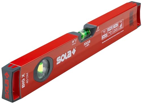SOLA BIGX 40 - Wasserwage 40 cm - patentierte SOLA-FOCUS Libelle - mit schockabsorbierenden Endkappen