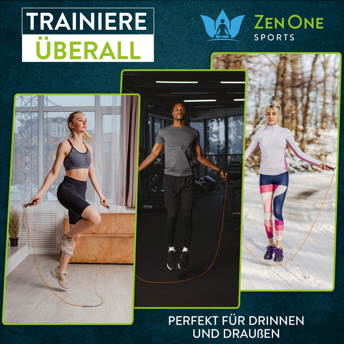 ZenOne Sports® Springseil I Jump Rope für Erwachsene I Speed Rope mit 360° Kugellager & robustem Stahlseil I 3m Fitness Springseil verstellbar - Ideal für Boxer-, Doppel- Kreuz-Sprung & mehr