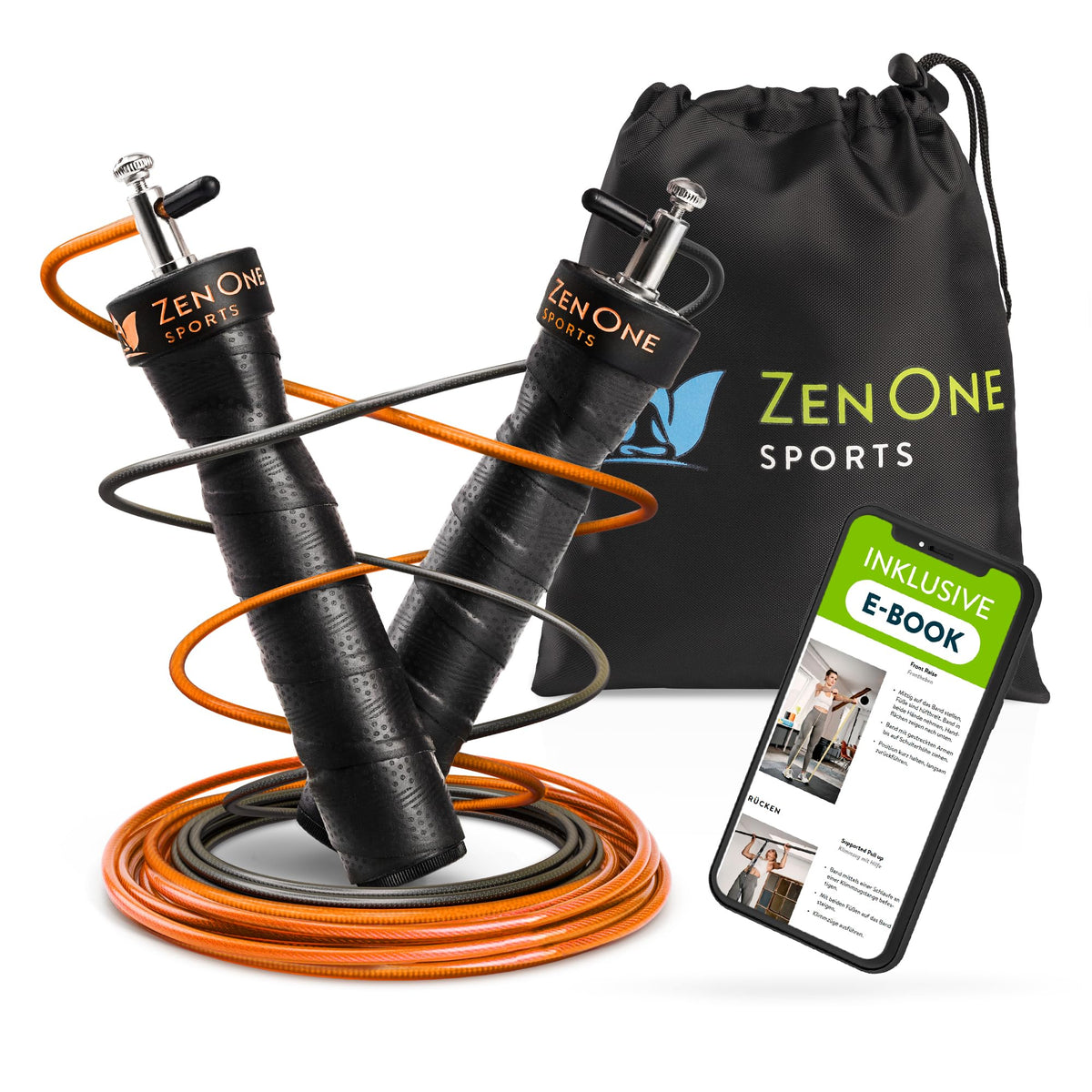 ZenOne Sports® Springseil I Jump Rope für Erwachsene I Speed Rope mit 360° Kugellager & robustem Stahlseil I 3m Fitness Springseil verstellbar - Ideal für Boxer-, Doppel- Kreuz-Sprung & mehr