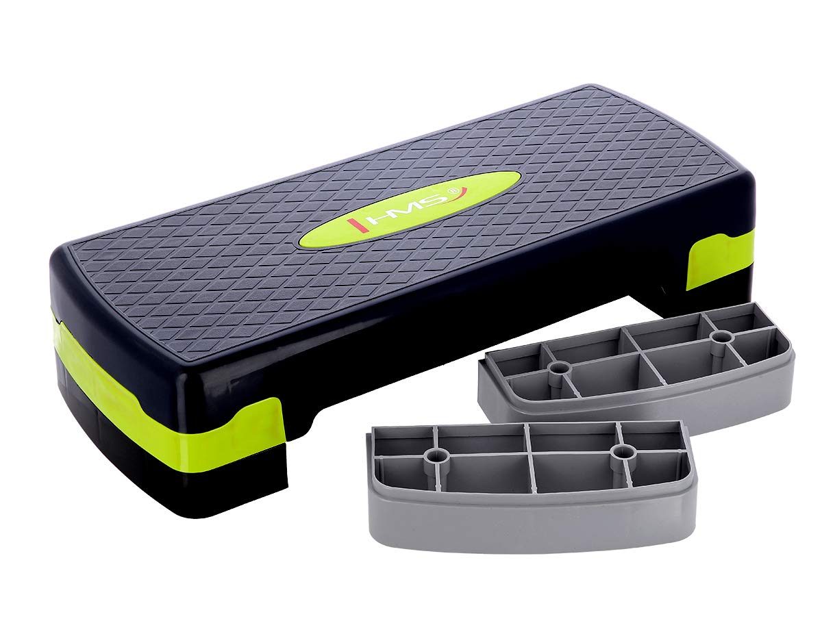 HMS Steppbrett Crossfit Fitness Stepper 3-Stufen Stepper Step-Bench - Grün-grau - AS002 - Länge 67 cm
