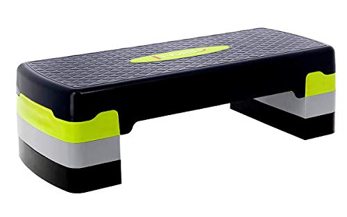 HMS Steppbrett Crossfit Fitness Stepper 3-Stufen Stepper Step-Bench - Grün-grau - AS002 - Länge 67 cm
