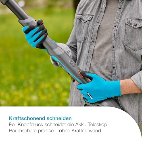 Gardena Akku-Teleskop-Baumschere HighCut 360/18V P4A Ready-to-Use Set: Bis zu 5 m Reichweite, Schwenkbarer Schneidkopf, Ergonomisch, LED-Anzeige, Kabellos (14776-20)