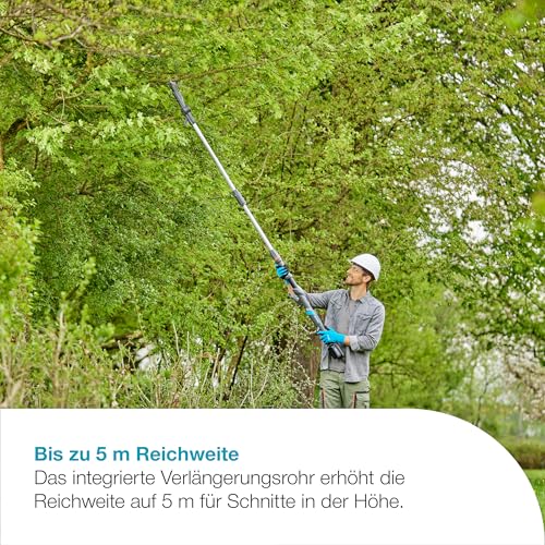 Gardena Akku-Teleskop-Baumschere HighCut 360/18V P4A Ready-to-Use Set: Bis zu 5 m Reichweite, Schwenkbarer Schneidkopf, Ergonomisch, LED-Anzeige, Kabellos (14776-20)