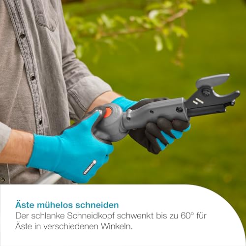 Gardena Akku-Teleskop-Baumschere HighCut 360/18V P4A Ready-to-Use Set: Bis zu 5 m Reichweite, Schwenkbarer Schneidkopf, Ergonomisch, LED-Anzeige, Kabellos (14776-20)