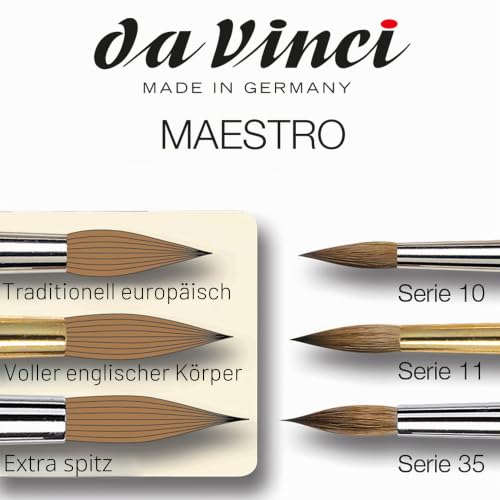 da Vinci | Maestro | Aquarellmalerei | Tobolsky-Kolinsky Rotmarderhaare| Künstlerpinsel | Gouache| flüssige Acrylfarben | Made in Germany | Rund | Größe 2