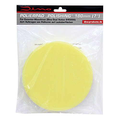 Dino KRAFTPAKET 180mm Polierpad medium | Polierschwamm mittelhart mit Klett | Ø 180mm, Höhe 30mm, Yellow