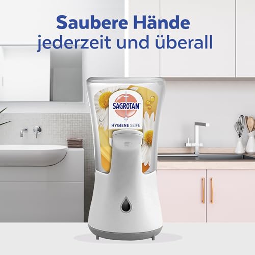 Sagrotan No-Touch Starter-Set – Sagrotan No-Touch Automatischer Seifenspender inkl. Nachfüller Kamille – 1 x 250 ml Handseife