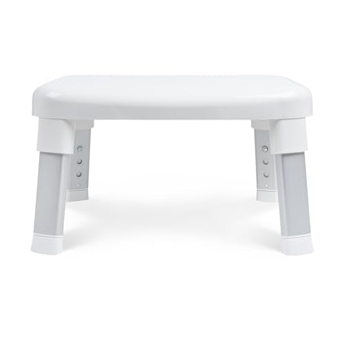 Weinberger Fußhocker Tritthocker | Einstiegshilfe Badewanne | Trittstufe Waschbecken | Höhenverstellbar | Anti-Rutsch | Moderne Badezimmerhilfe für Senioren und Kinder | Modell 43910 | Weiß