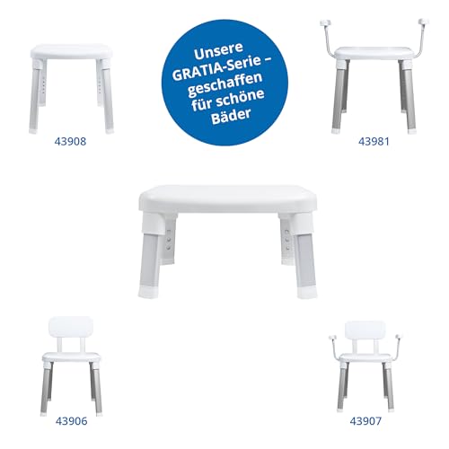 Weinberger Fußhocker Tritthocker | Einstiegshilfe Badewanne | Trittstufe Waschbecken | Höhenverstellbar | Anti-Rutsch | Moderne Badezimmerhilfe für Senioren und Kinder | Modell 43910 | Weiß