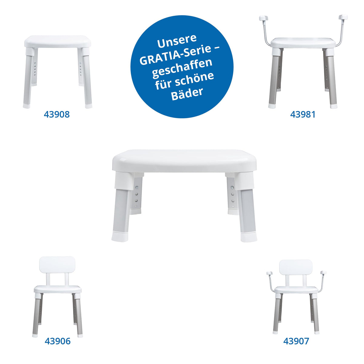 Weinberger Fußhocker Tritthocker | Einstiegshilfe Badewanne | Trittstufe Waschbecken | Höhenverstellbar | Anti-Rutsch | Moderne Badezimmerhilfe für Senioren und Kinder | Modell 43910 | Weiß