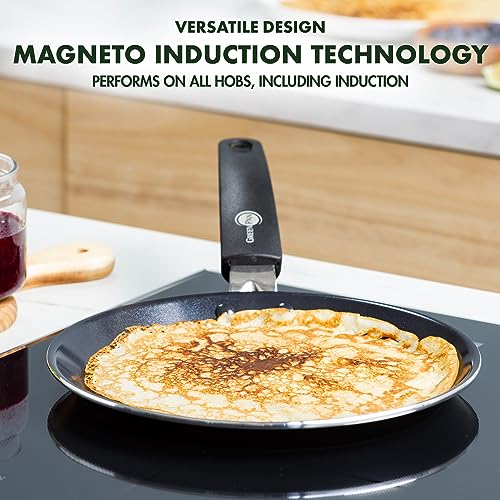 GreenPan Essentials Gesunde Keramische Antihaft-Pfannkuchenpfanne 24 cm, PFAS-frei, Induktion, Backofen- und Bratensicherheit bis 160°C, Spülmaschinenfest, Schwarz