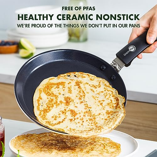 GreenPan Essentials Gesunde Keramische Antihaft-Pfannkuchenpfanne 24 cm, PFAS-frei, Induktion, Backofen- und Bratensicherheit bis 160°C, Spülmaschinenfest, Schwarz
