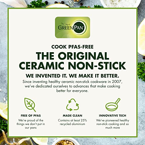 GreenPan Essentials Gesunde Keramische Antihaft-Pfannkuchenpfanne 24 cm, PFAS-frei, Induktion, Backofen- und Bratensicherheit bis 160°C, Spülmaschinenfest, Schwarz