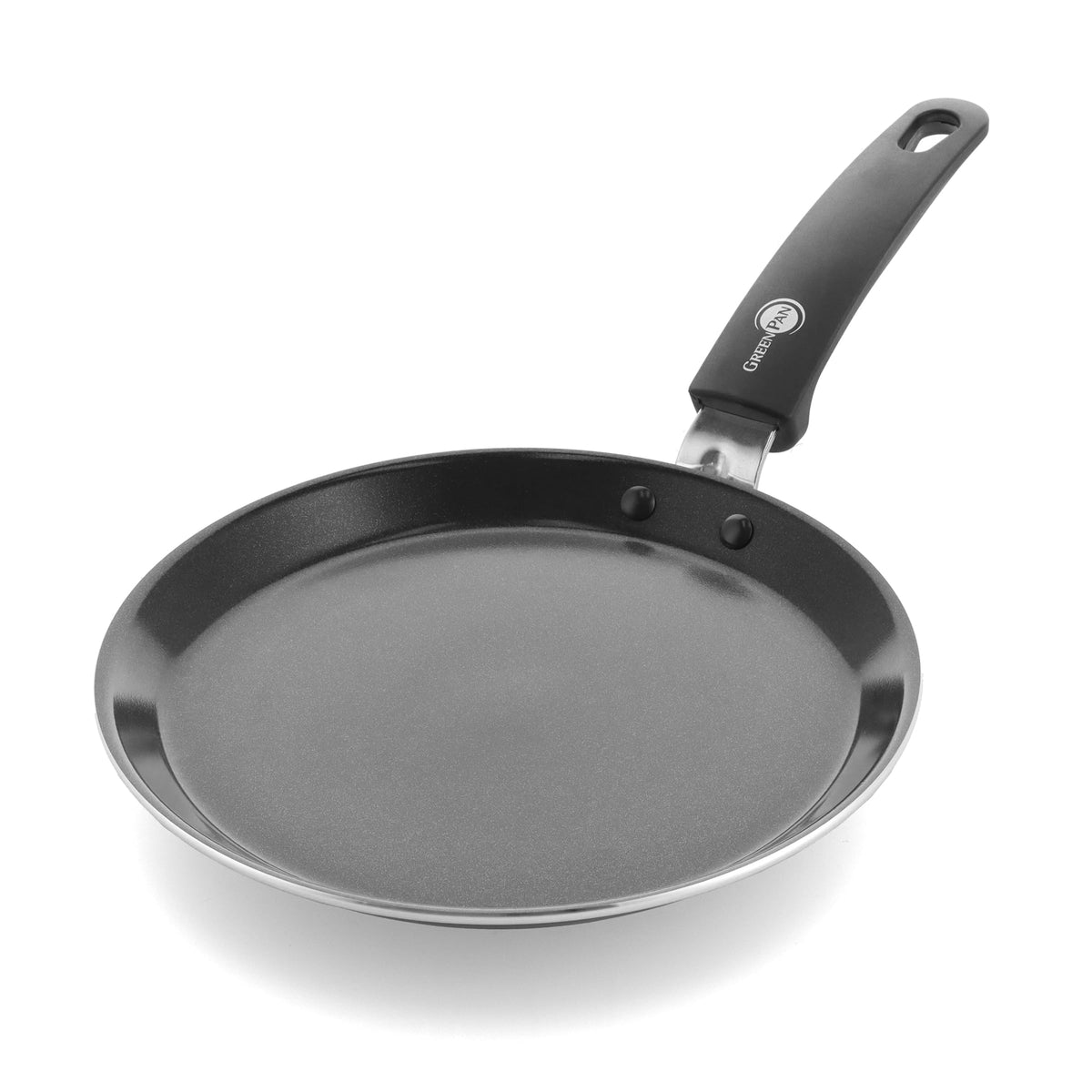 GreenPan Essentials Gesunde Keramische Antihaft-Pfannkuchenpfanne 24 cm, PFAS-frei, Induktion, Backofen- und Bratensicherheit bis 160°C, Spülmaschinenfest, Schwarz