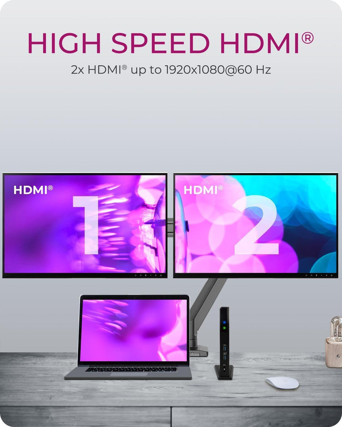ICY BOX USB-C Docking Station (11-in-1) für 2 Monitore (2x HDMI), 6x USB 3.0 HUB, DisplayLink, Gigabit Ethernet, Audio, IB-DK2251AC für Windows, M1/M2 MacBook Air / Pro