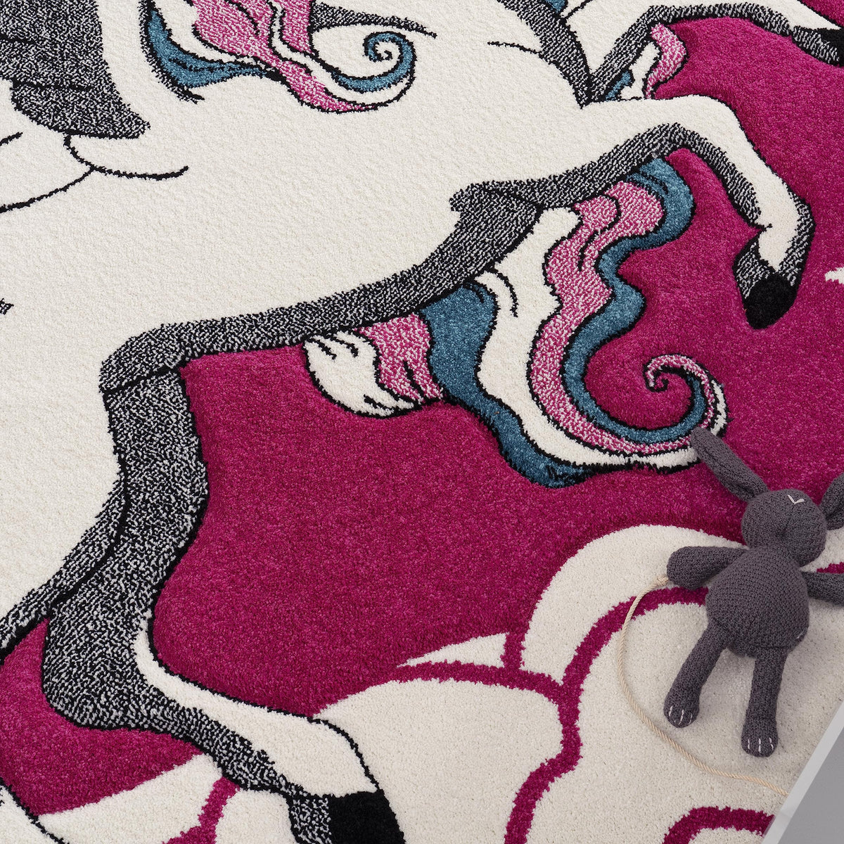 Paco Home Kinderzimmer Teppich für Kinder Das Kleine Einhorn Pink Creme Türkis, Grösse:80x150 cm