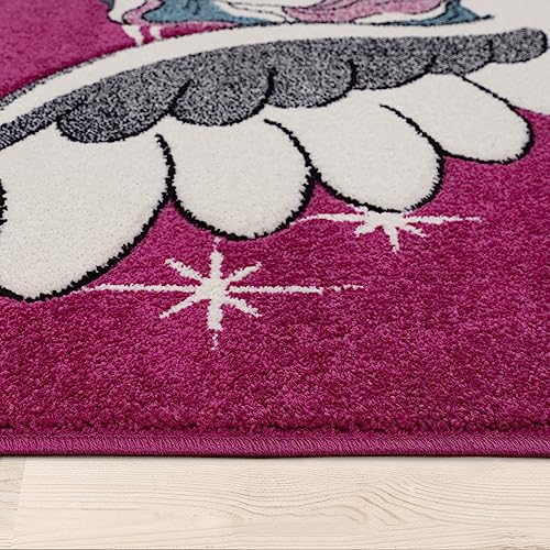 Paco Home Kinderzimmer Teppich für Kinder Das Kleine Einhorn Pink Creme Türkis, Grösse:80x150 cm