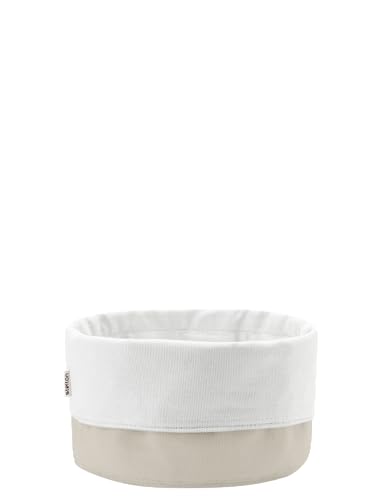 Stelton Brottasche - 100% OEKO-TEX Baumwolle - Faltbar - Maschinenwaschbar - Als Brotaufbewahrung oder als Tischbrotkorb vielseitig einsetzbar, Design von Klaus Rath, Sand/Weiß