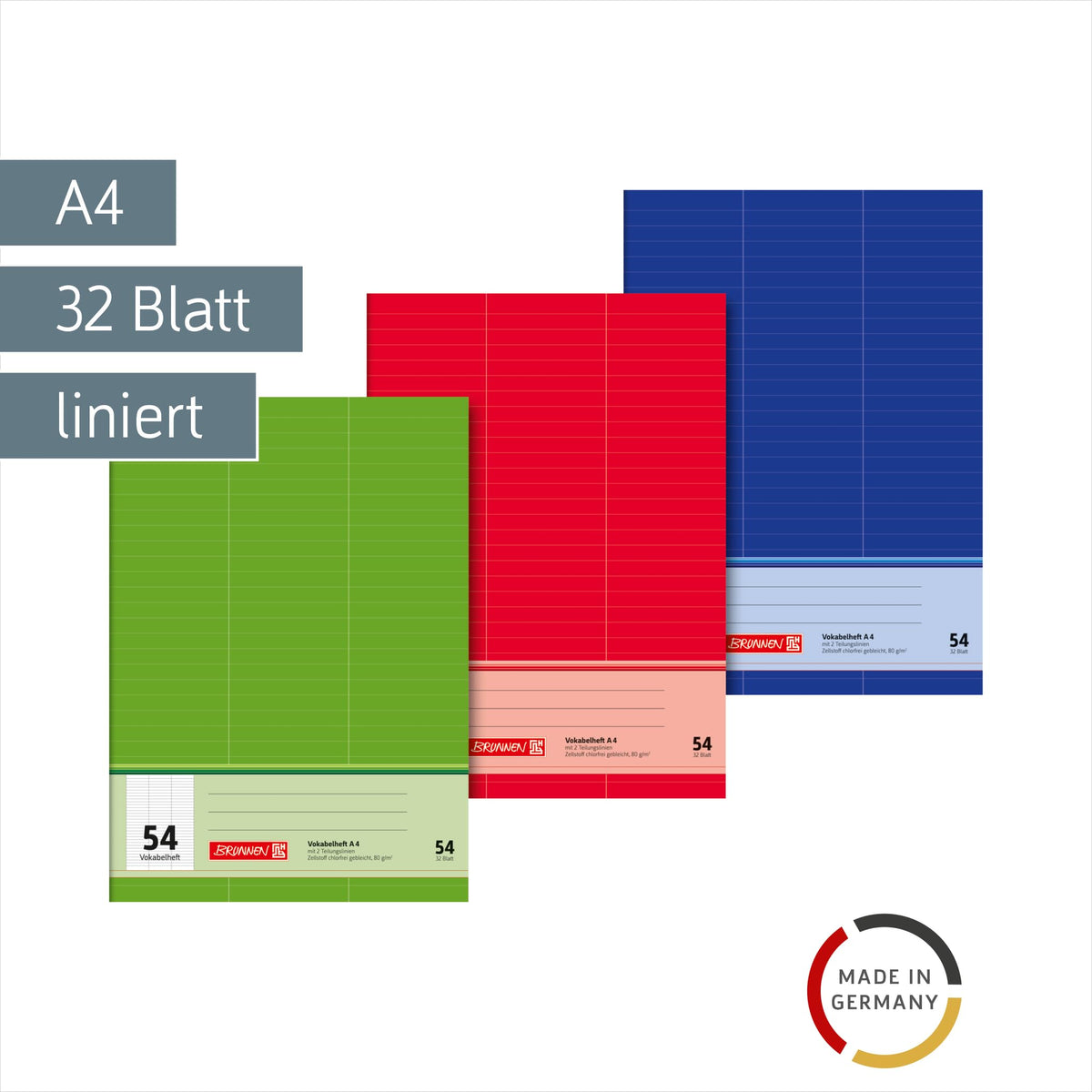 Brunnen 1043735 Vokabelheft DIN A4, 32 Blatt