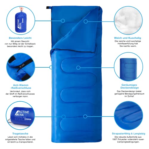 Active Era Deckenschlafsack - Sleeping Bag, -3°C bis 15°C Sommer, Frühling, Herbst - Leichter Schlafsack Outdoor und Indoor