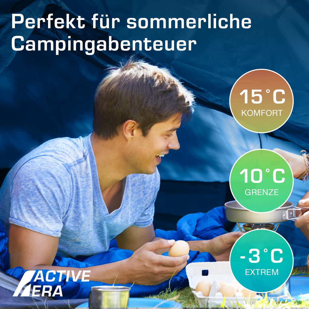 Active Era Deckenschlafsack - Sleeping Bag, -3°C bis 15°C Sommer, Frühling, Herbst - Leichter Schlafsack Outdoor und Indoor