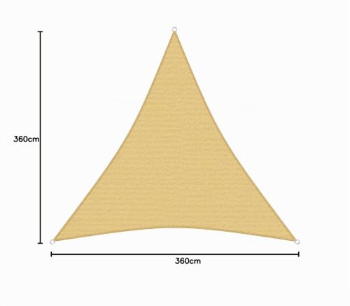 sunprotect 83221 Professional Sonnensegel, 3,6 x 3,6 x 3,6 m, Dreieck, Wind- & wasserdurchlässig, beige