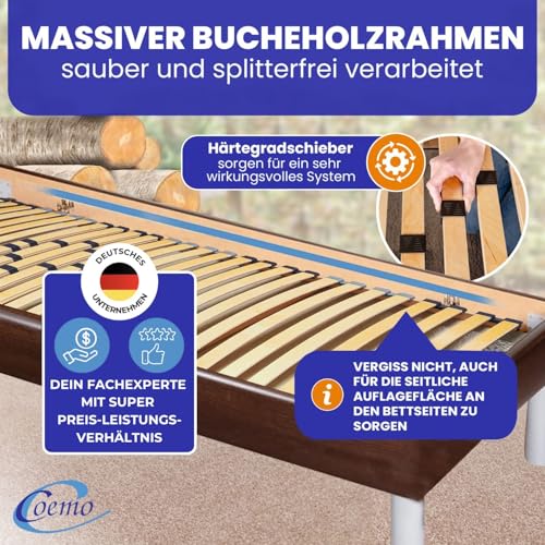 Coemo Stabiler 7-Zonen Lattenrost Basic, 140x200 cm, Lattenrahmen starr