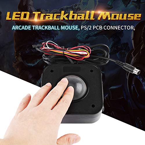 Eujgoov Runde LED-Trackball-4,5-cm-Maus, beleuchteter, beleuchteter PS/2-Leiterplattenanschluss, verdrahteter Trackball für Spielautomaten