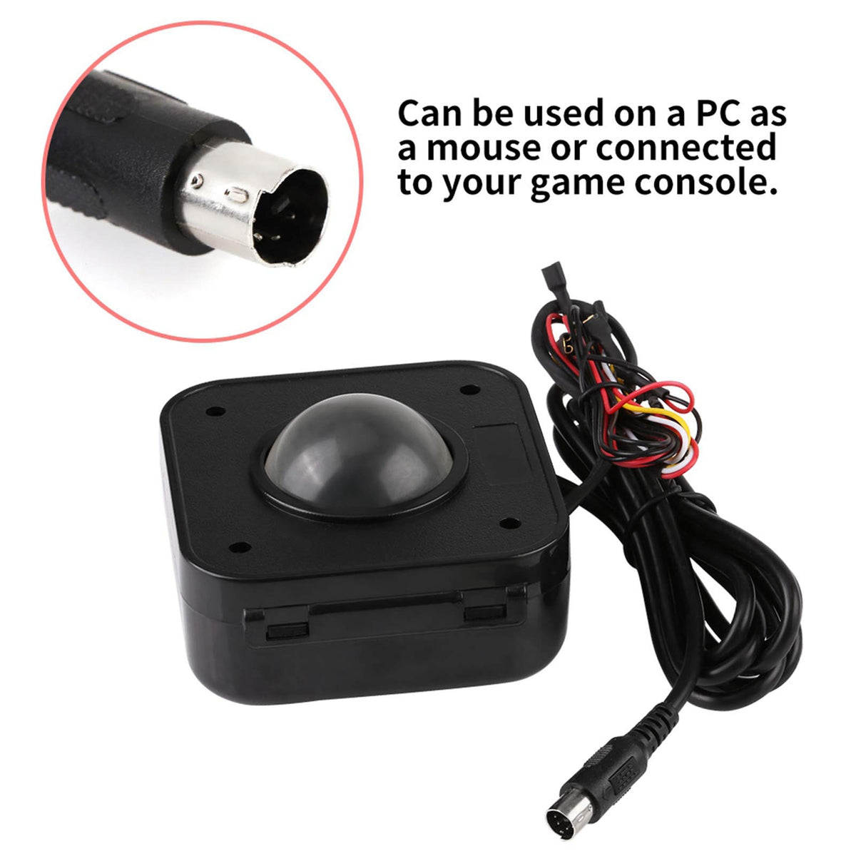 Eujgoov Runde LED-Trackball-4,5-cm-Maus, beleuchteter, beleuchteter PS/2-Leiterplattenanschluss, verdrahteter Trackball für Spielautomaten