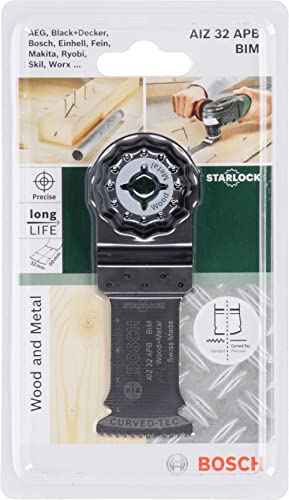 Bosch 1x Starlock BIM Tauchsägeblatt AIZ 32 APB Wood and Metal (für Holz, Metall, Abrasive Holzwerkstoffe, Kunststoffe, Nägeln, 50 x 32 mm, Zubehör für Multifunktionswerkzeuge)