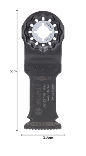 Bosch 1x Starlock BIM Tauchsägeblatt AIZ 32 APB Wood and Metal (für Holz, Metall, Abrasive Holzwerkstoffe, Kunststoffe, Nägeln, 50 x 32 mm, Zubehör für Multifunktionswerkzeuge)