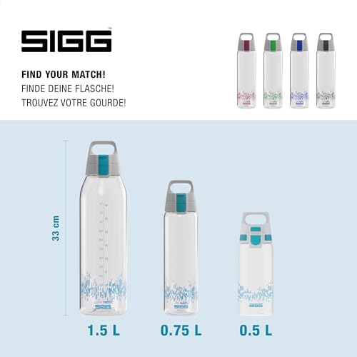SIGG - Tritan Trinkflasche - Sportflasche Total Clear ONE MyPlanet Aqua - kohlensäurehaltige Getränke - Spülmaschinenfest, Auslaufsicher, Kratzfest - BPA-frei - Sport & Fitness - Blau - 0,75L