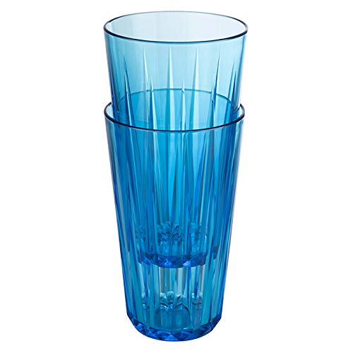 6er Set, Hochwertige 0,5 Liter Tritan Kunststoff Trinkbecher, BPA frei, Kristallglas-Optik, bruchfeste Mehrweg-Becher, wiederverwendbar und spülmaschinenfest, 500 ml, blau