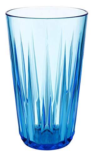 6er Set, Hochwertige 0,5 Liter Tritan Kunststoff Trinkbecher, BPA frei, Kristallglas-Optik, bruchfeste Mehrweg-Becher, wiederverwendbar und spülmaschinenfest, 500 ml, blau