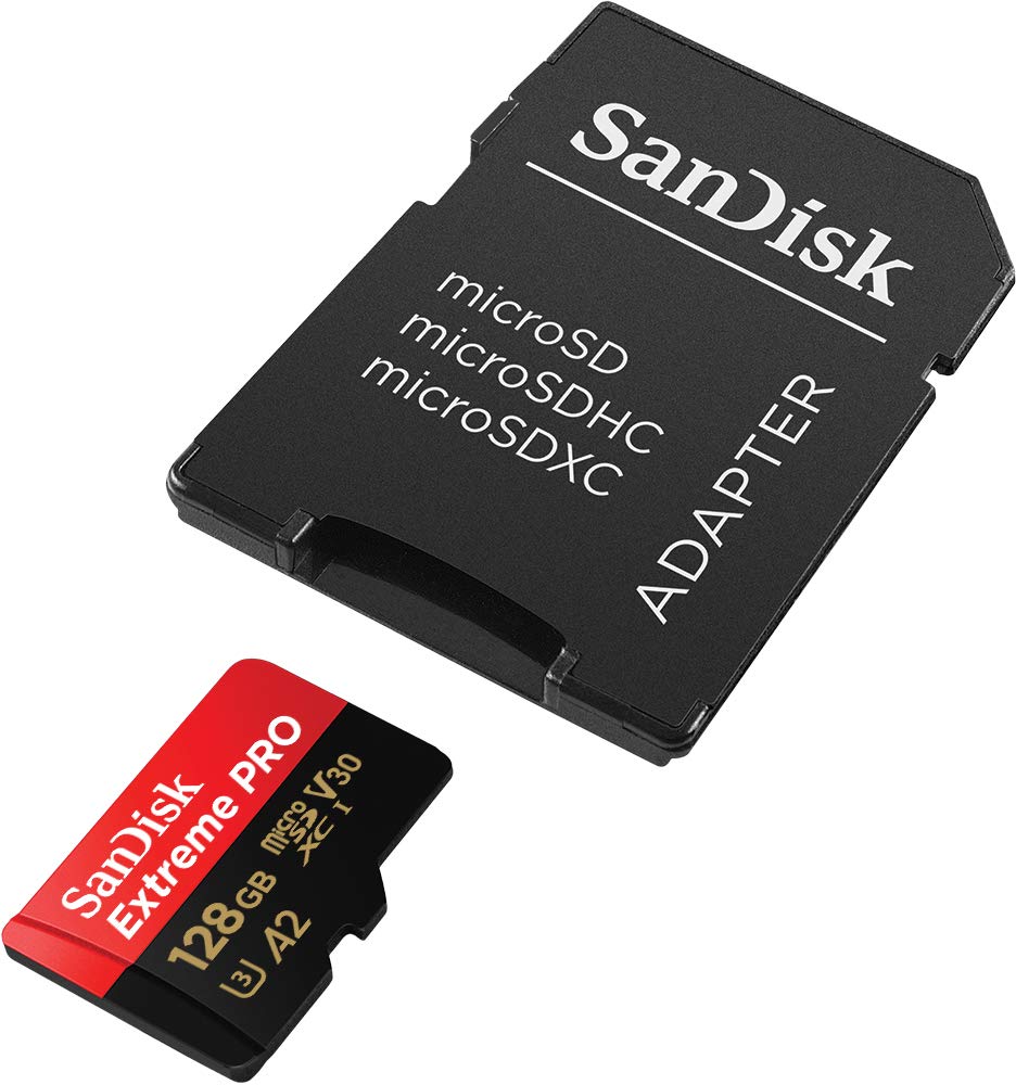 SanDisk Extreme PRO microSDXC UHS-I Speicherkarte 128 GB + Adapter & RescuePRO Deluxe (Für Smartphones, Actionkameras oder Drohnen, A2, Class 10, V30, U3, 200 MB/s Übertragung)