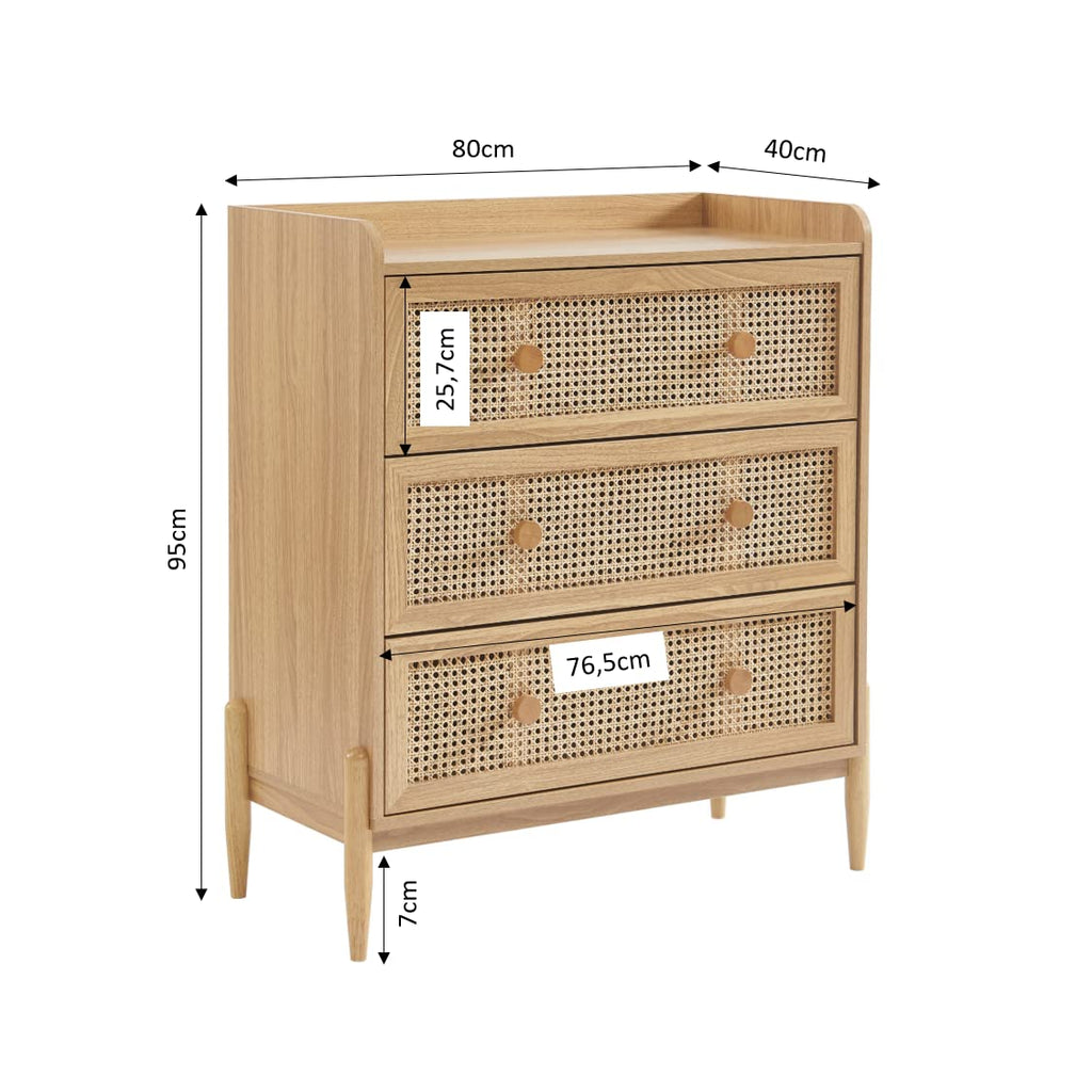 BAÏTA PABLO02 Kommode für Kinder, natürlich, Länge 80 cm, Natur