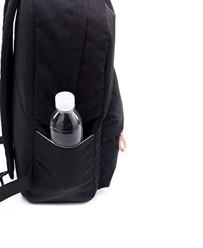 Joymoze Klassischer Einfarbiger Wasserdichter Schulrucksack für Teenager Retro Freizeit Rucksack Schwarz