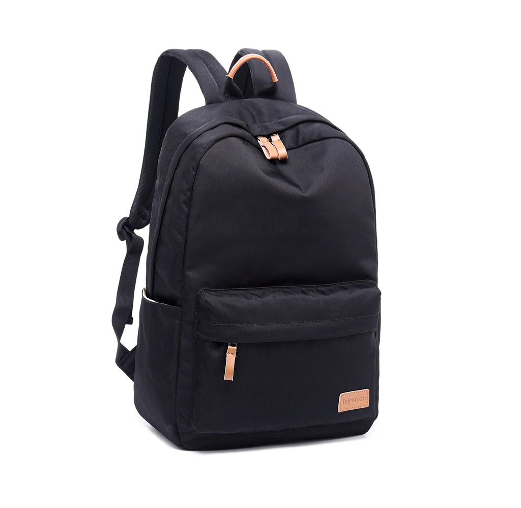 Joymoze Klassischer Einfarbiger Wasserdichter Schulrucksack für Teenager Retro Freizeit Rucksack Schwarz