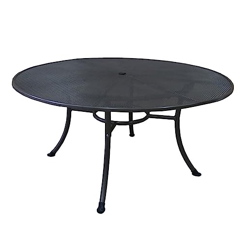 DEGAMO Gartentisch Streckmetall RIVO 150cm rund, Farbe dunkelgrau (eisengrau), wetterfest beschichtet, Outdoor