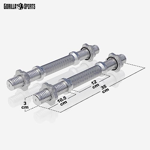 GORILLA SPORTS® Kurzhantelstangen 2er Set, 35 cm, 30 mm, 4 Sternverschlüsse