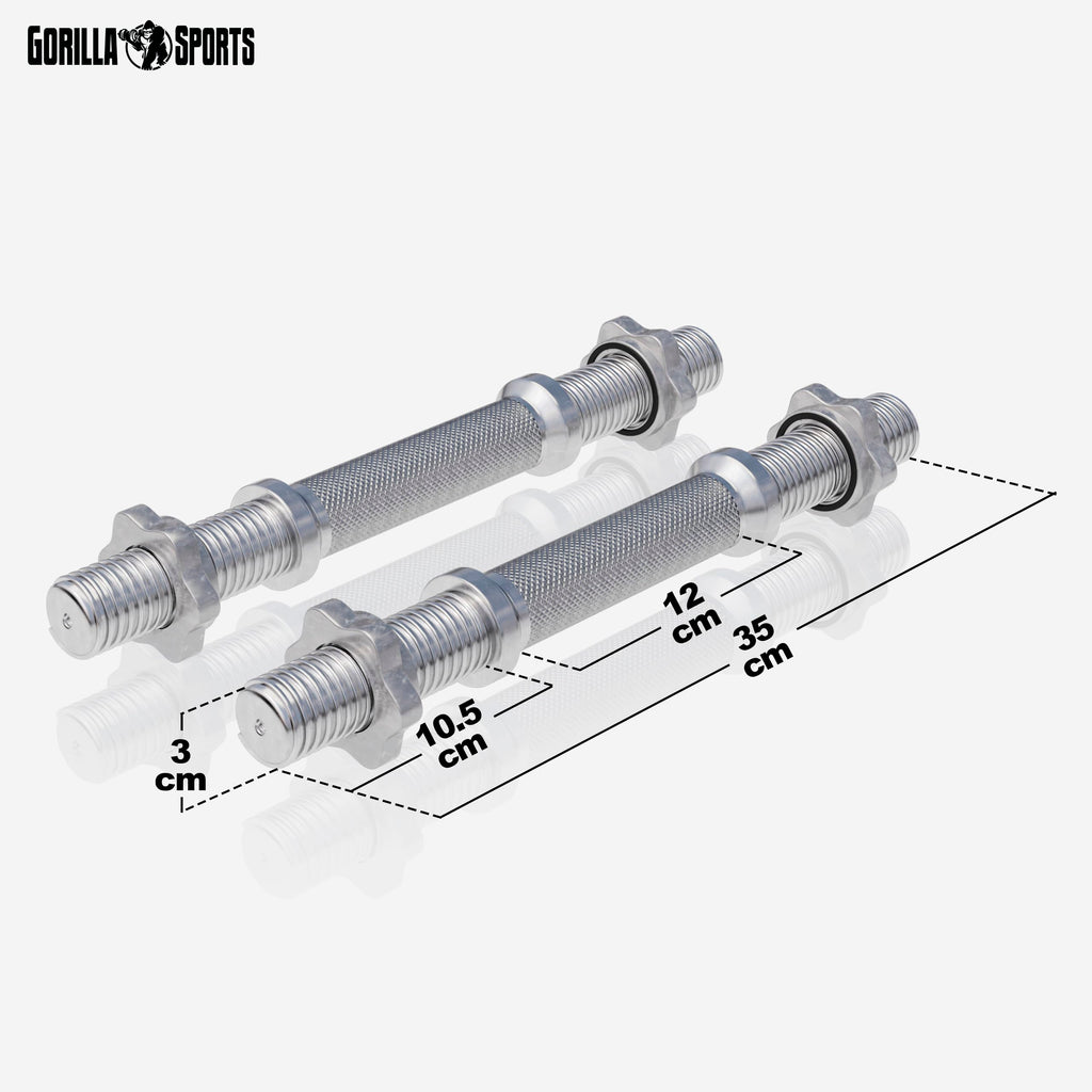 GORILLA SPORTS® Kurzhantelstangen 2er Set, 35 cm, 30 mm, 4 Sternverschlüsse